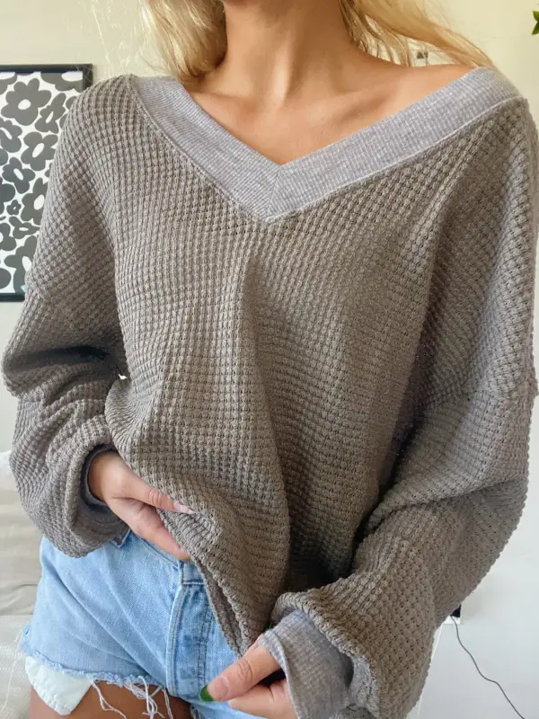WAFFLE KNIT SWEATER