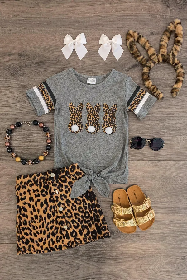 Pom Pom Peeps Cheetah Skirt Set