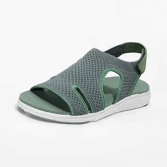 Women's Sandals Flat Sandals Plus Size Daily Beach Flat Heel Open Toe Elegant Casual Minimalism Mesh Magic Tape Solid Color Light Blue Purple / Blue Black