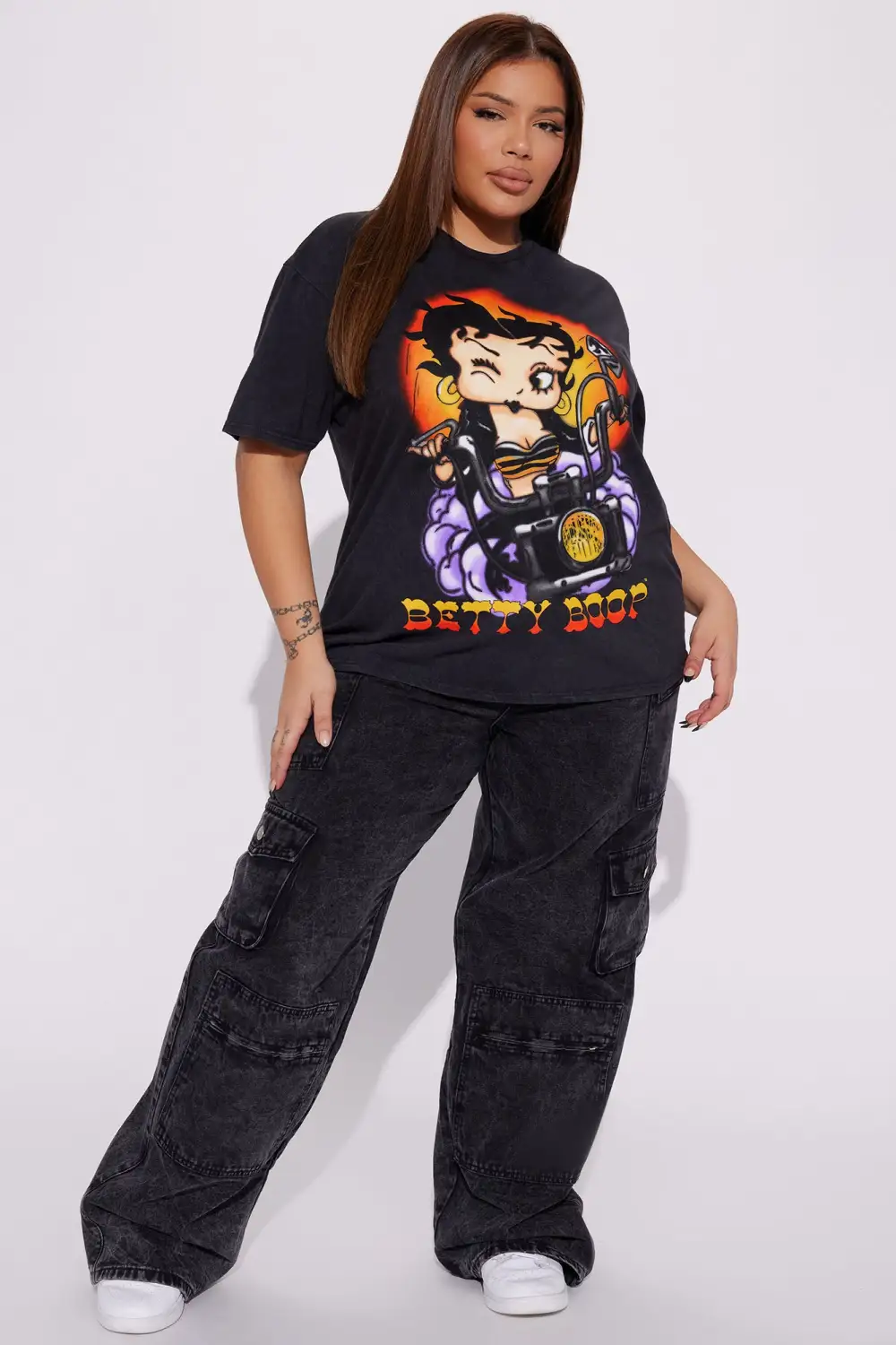 Betty Boop Mineral Wash T-Shirt - Black Wash