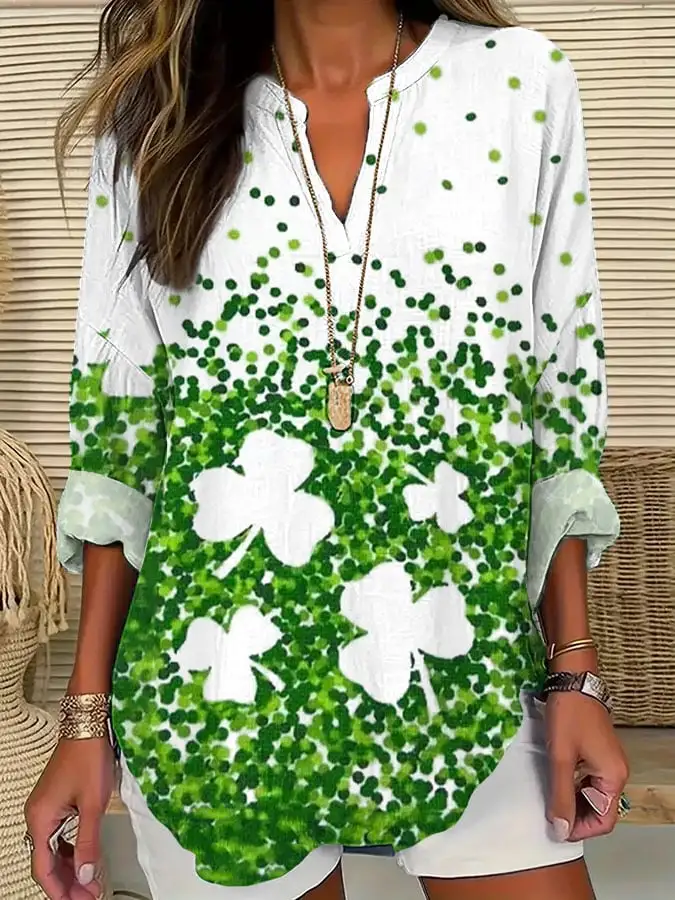 Women's St. Patrick's Day Shamrock Print Top