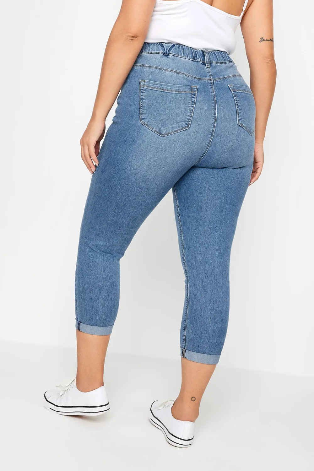 YOURS Curve Blue Turn Up Cropped GRACE Jeggings