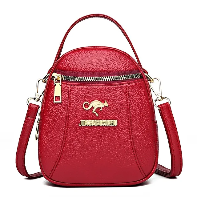 Women's Crossbody Bag Shoulder Bag Mobile Phone Bag PU Leather Outdoor Daily Holiday Zipper Large Capacity Waterproof Lightweight Solid Color Black Red Purple