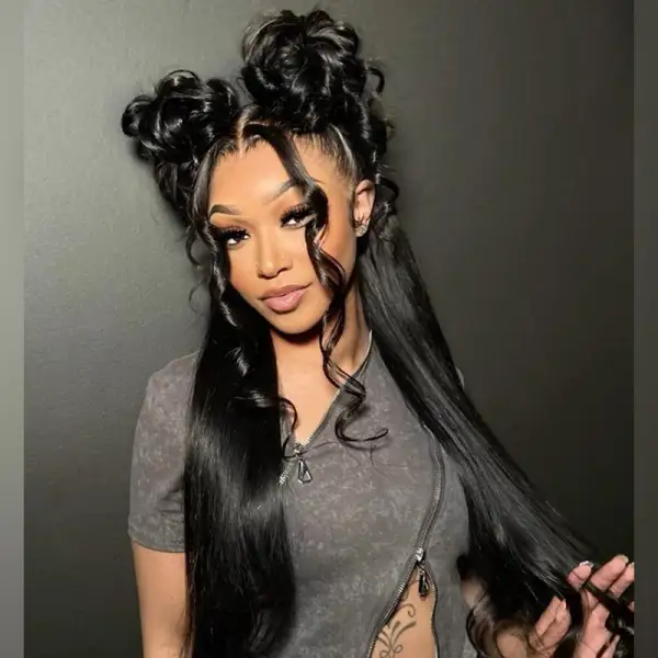 #1 Jet Black Full Lace Wig 180% Density Transparent Lace 100% Virgin Human Hair Wig