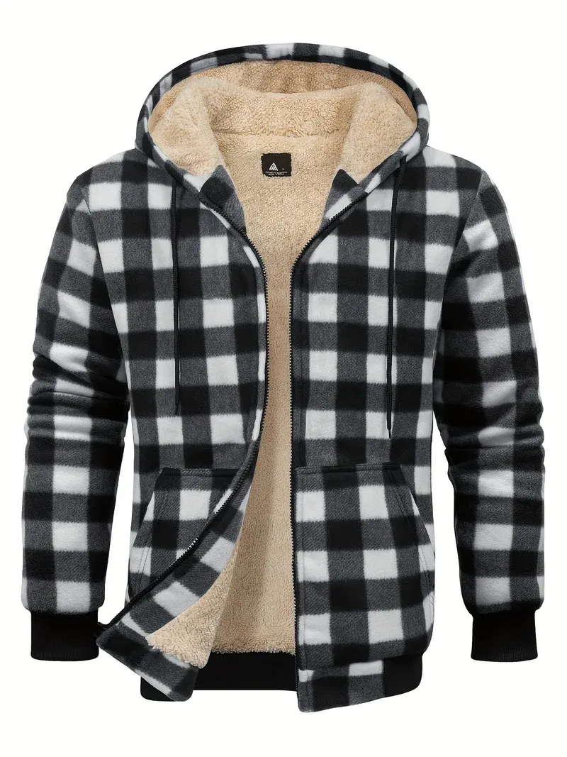 Mens Plaid Flannel Sherpa Lined Fleece Jackets