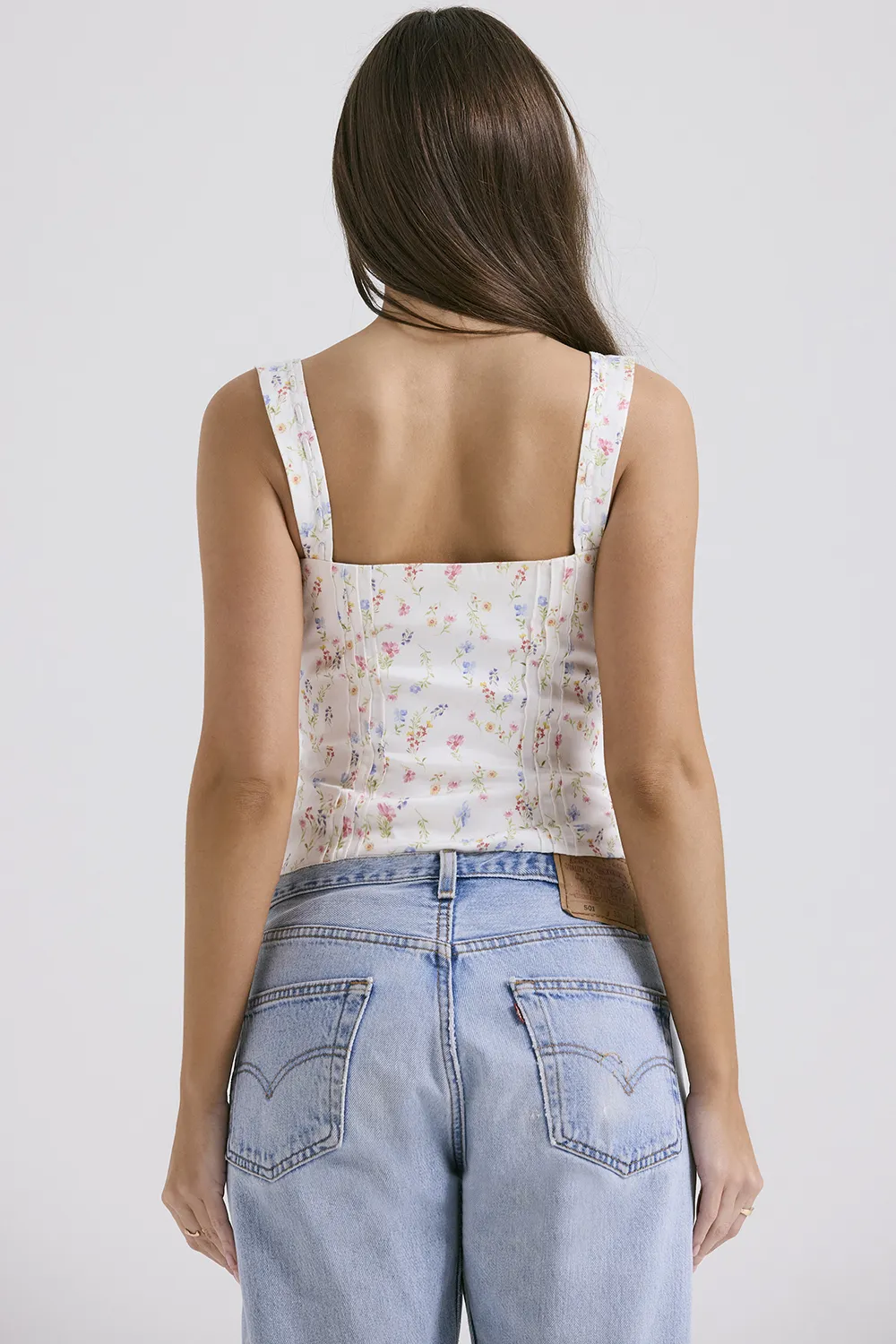 WHITE POSY PRINT TOP