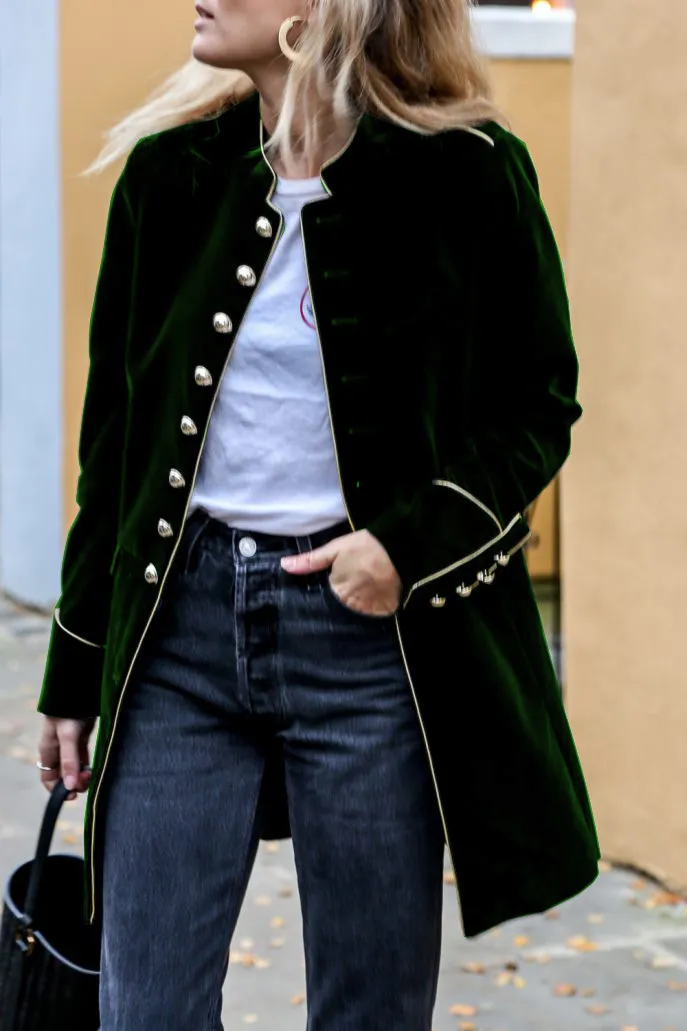 Single Breasted Collarless Coat