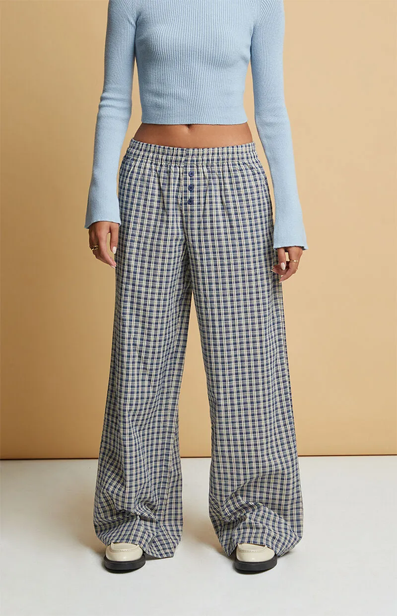 Beverly and Beck Blue Plaid Boxer Pajama Pants