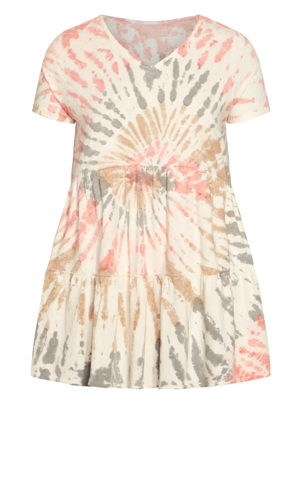 Evans Pink Tiered Tie Dye Dress