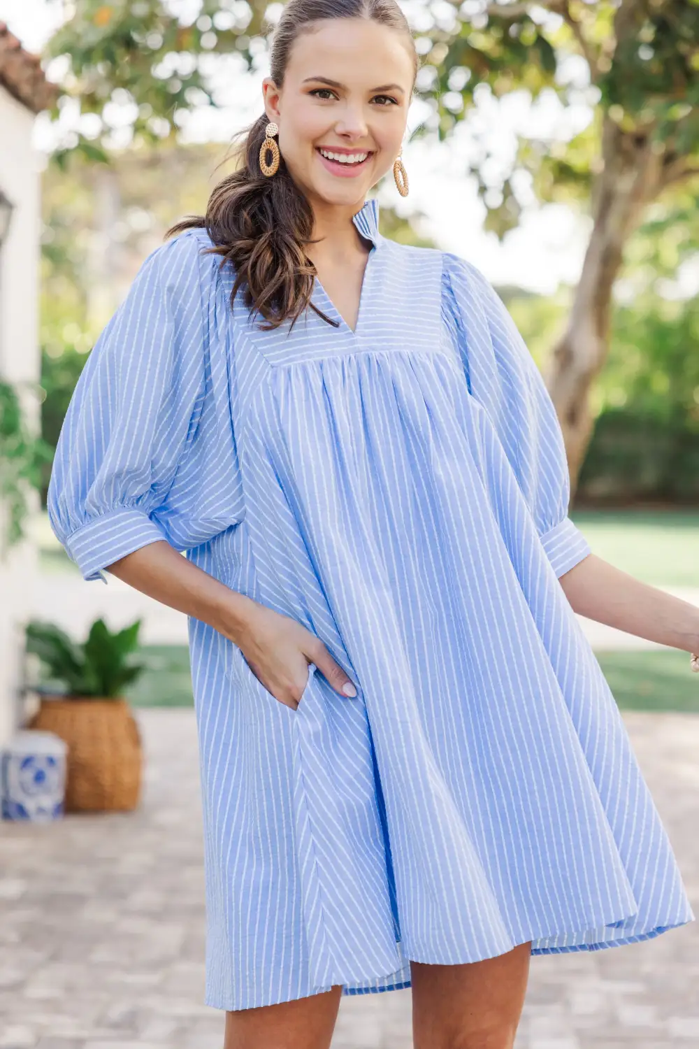 Little Moments Light Blue Babydoll Dress