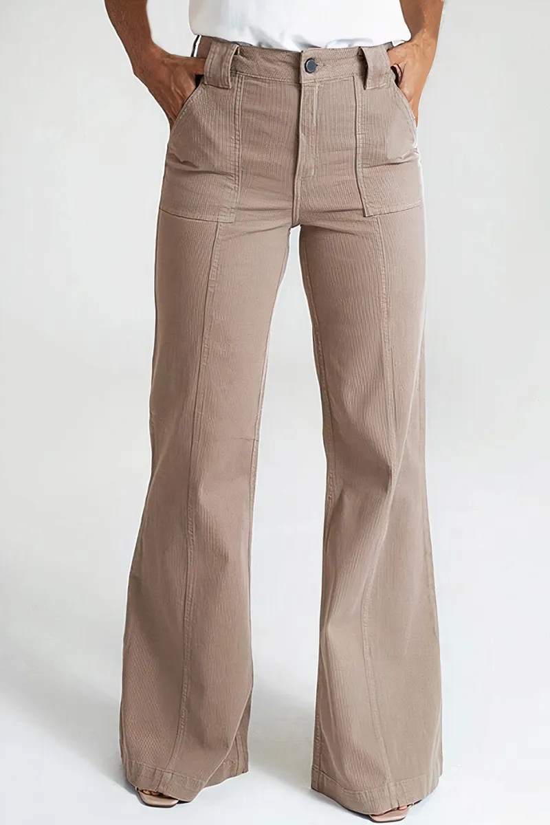 Solid Seam Front Slant Pocket Pants