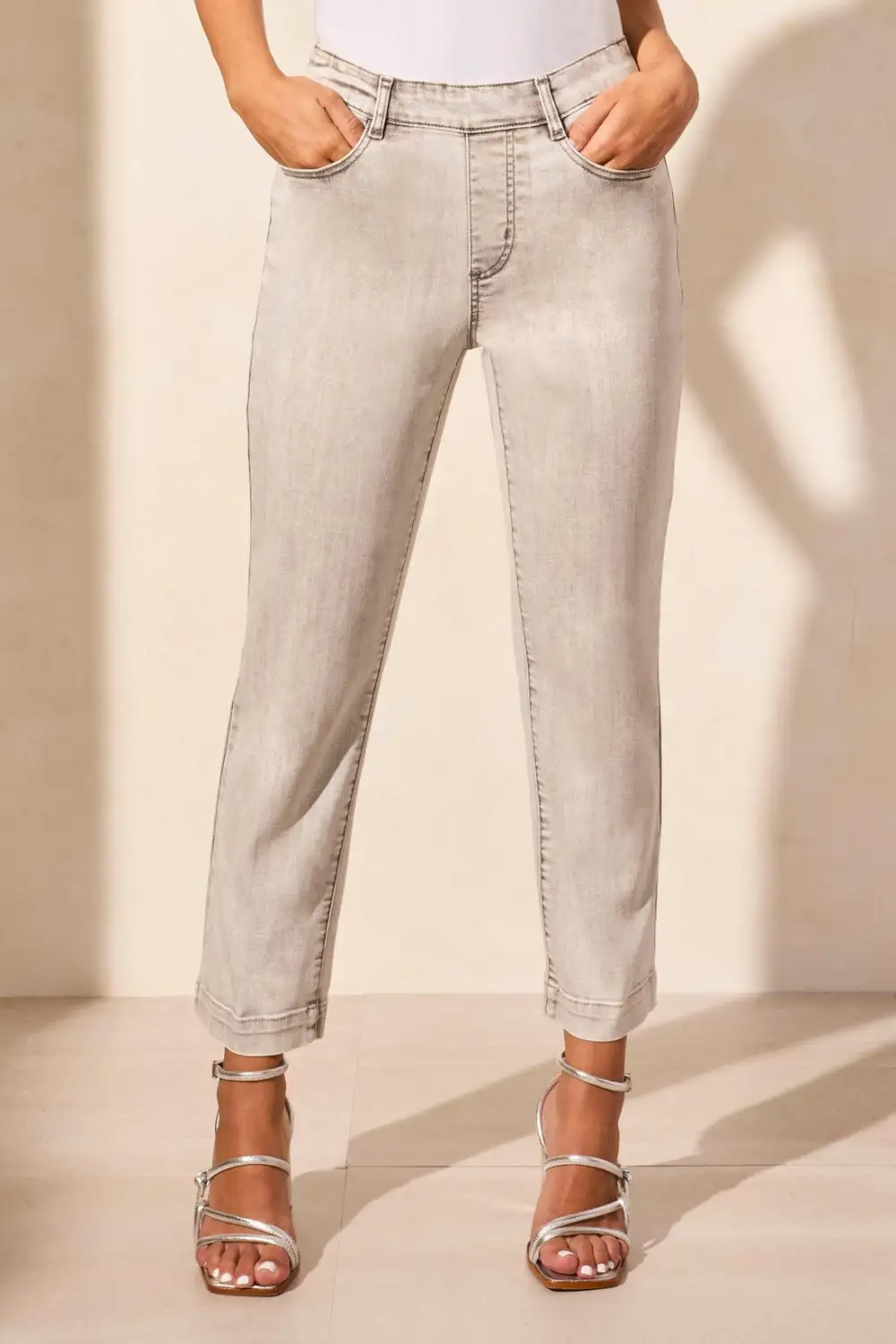 Audrey Pull-On Crop Straight Jeans With Front Crease-Shadowmist