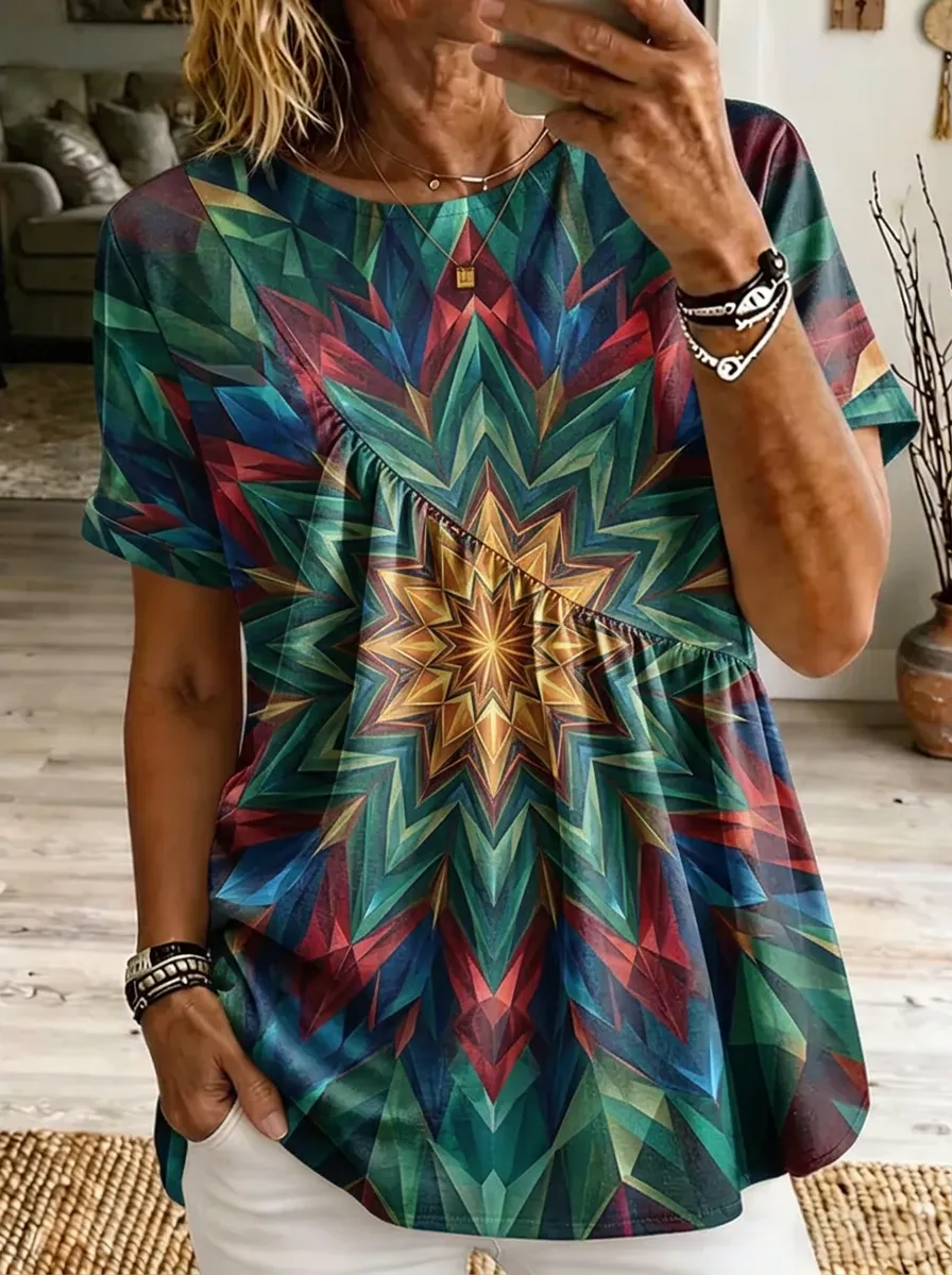 Women's Nashville Geometric Star Printed T-shirt