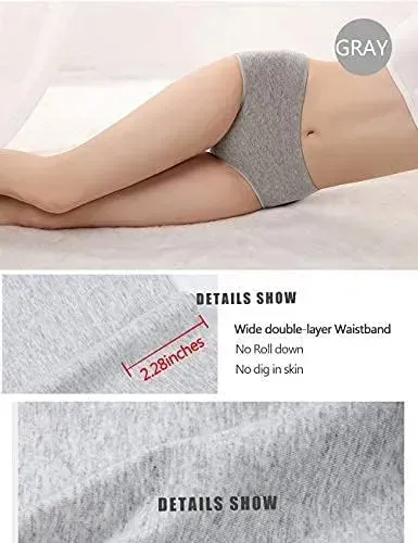Womens Underwear,Cotton Mid Waist No Muffin Top Full Coverage Brief Ladies Panties Lingerie Undergarments for Women Multipack