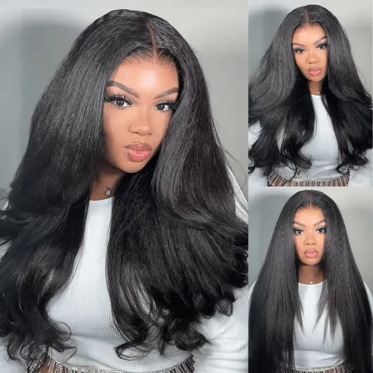 Real HD| Kinky Straight Glueless Lace Closure Wig 250% Raw Virgin Human Hair Wig