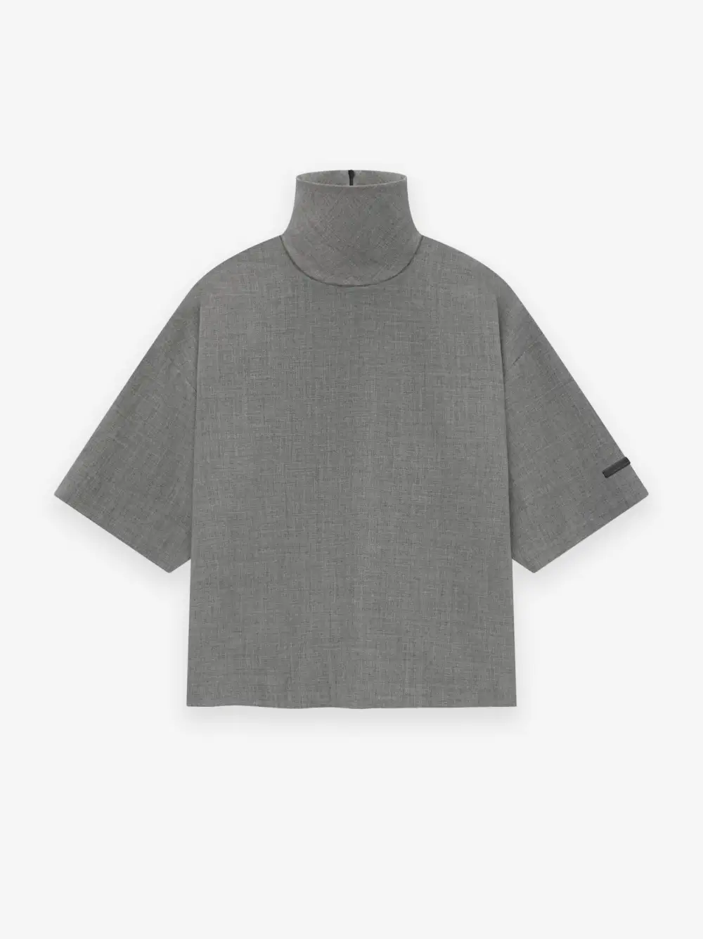 Wool Canvas High Neck Short Sleeve Shirt