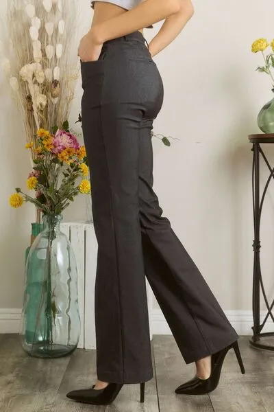 Full Size Solid Pants With Pocket Plus Size