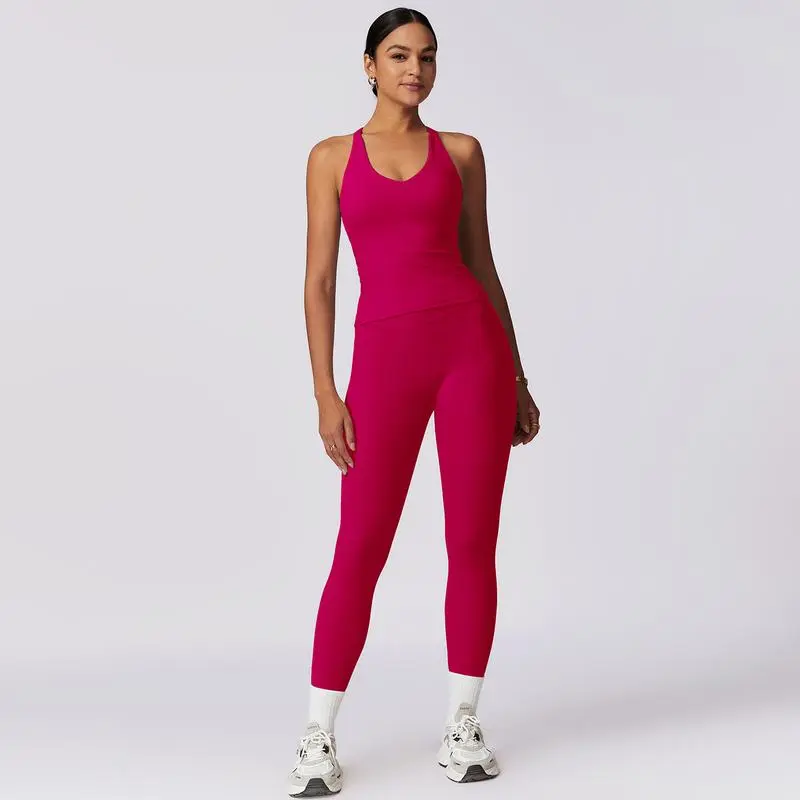 Women's Crisscross Back Tank & High-Waist Butt-Lift Leggings Set