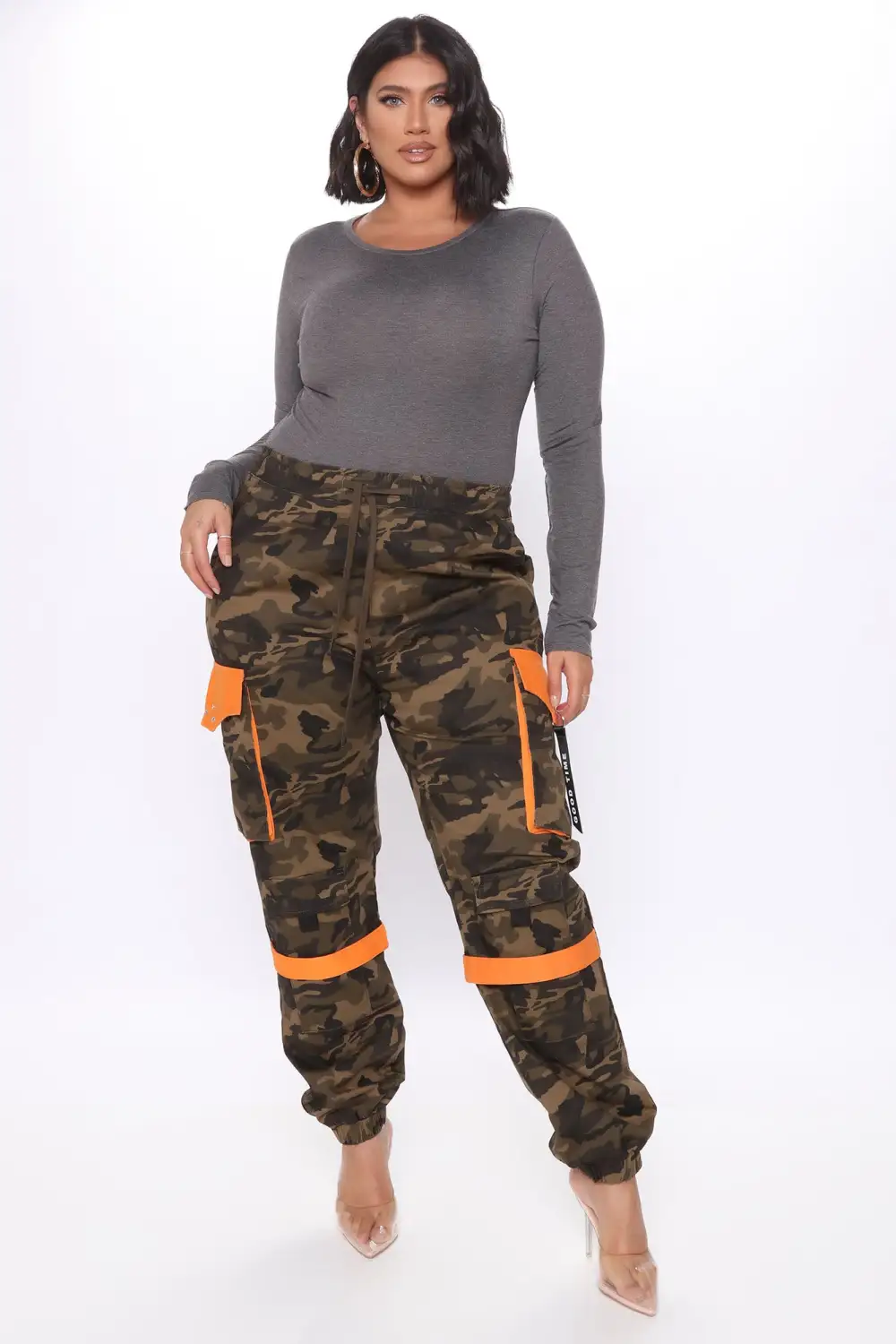 Krystal Crew Neck Long Sleeve Bodysuit - Charcoal