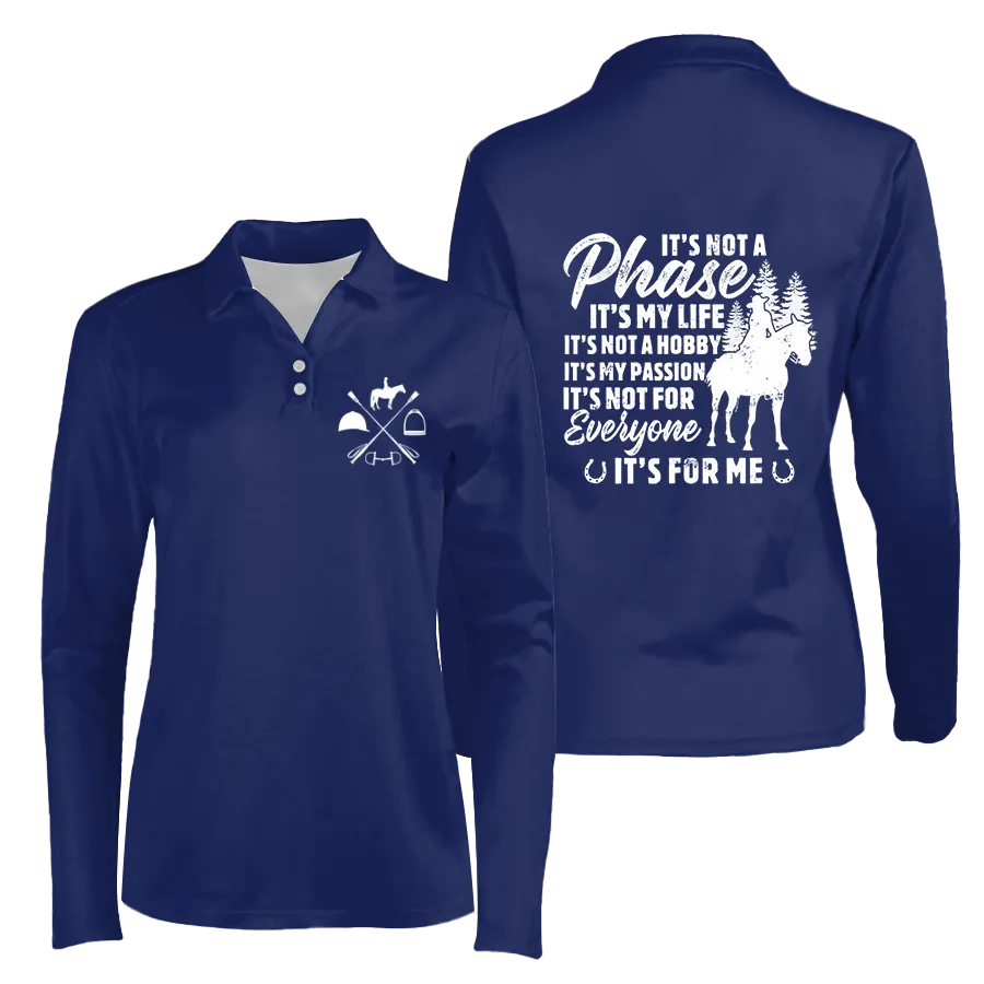 Women's Equestrian Style 3D Print Long Sleeve POLO Shirt