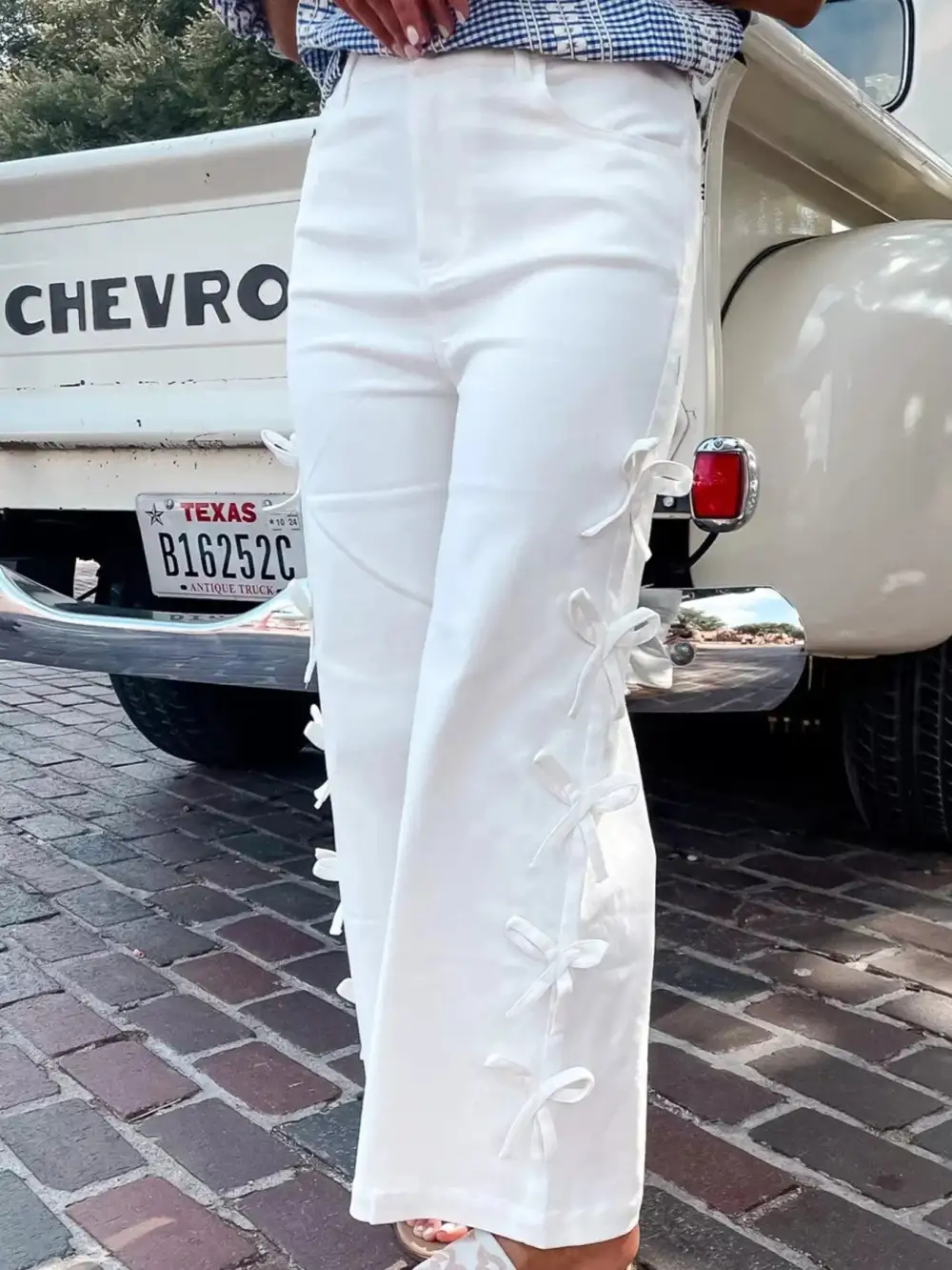 Bow Accented Wide Leg Pants