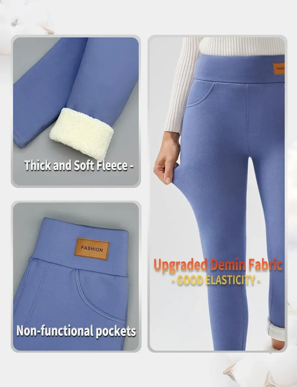 Women Winter Warm Thick Leggings Fleece Lined Stretchy Soft Thermal Sherpa Pants High Waist Tights