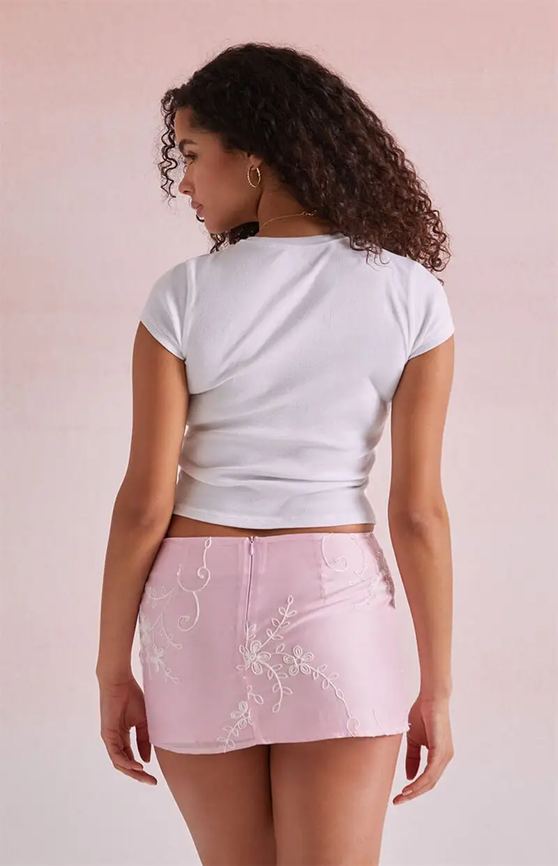 Beverly and Beck Embroidered Micro Mini Skirt