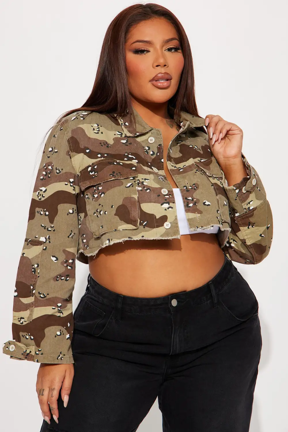 Fair And Square Camo Jacket - Tan