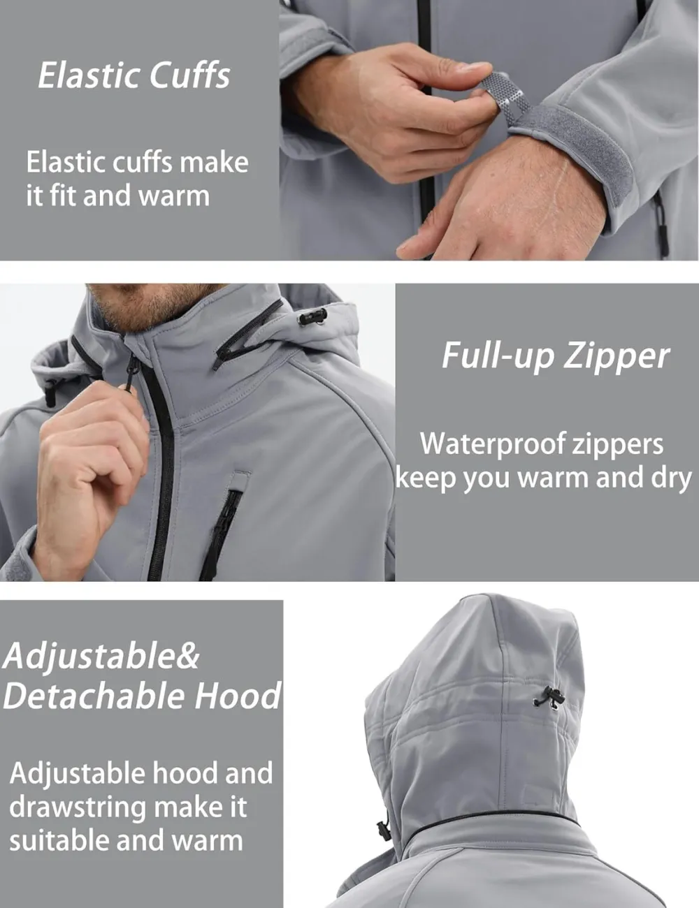 Men's Tactical Jacket 8 Pockets Water Resistant Jacket Softshell Fleece Lined Jacket Winter Coats Ski Jacket