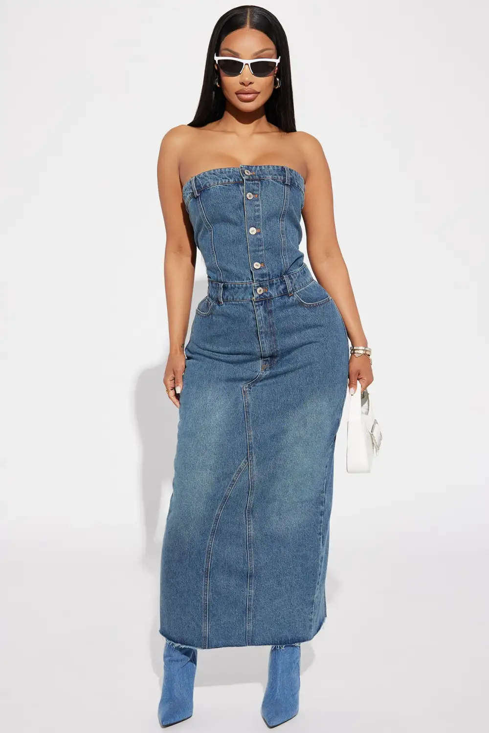Berlin Denim Maxi Dress - Medium Wash
