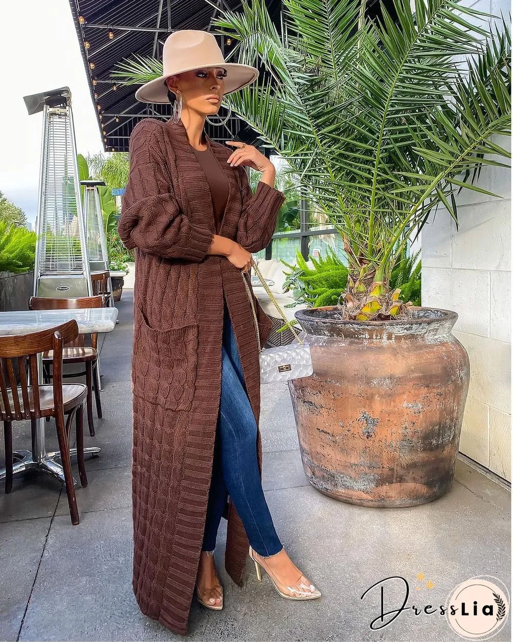 Winter Crochet Loose Long Twist Sweater Cardigan