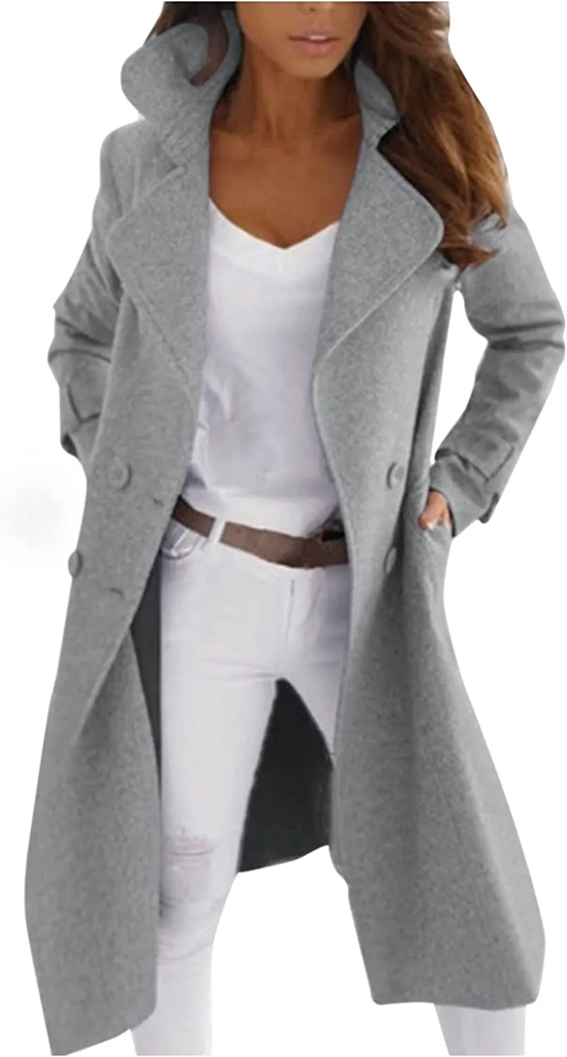 Xiloccer Womens Long Trench Coat Windbreaker Jacket Lightweight Long Outerwear Warm Jacket Women's Plus Size Trench Coat