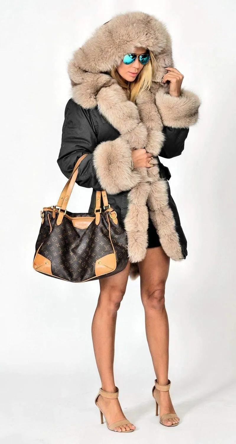 Womens Hooded Camouflage Warm Winter Coats Faux Fur Jacket Parka Overcoat