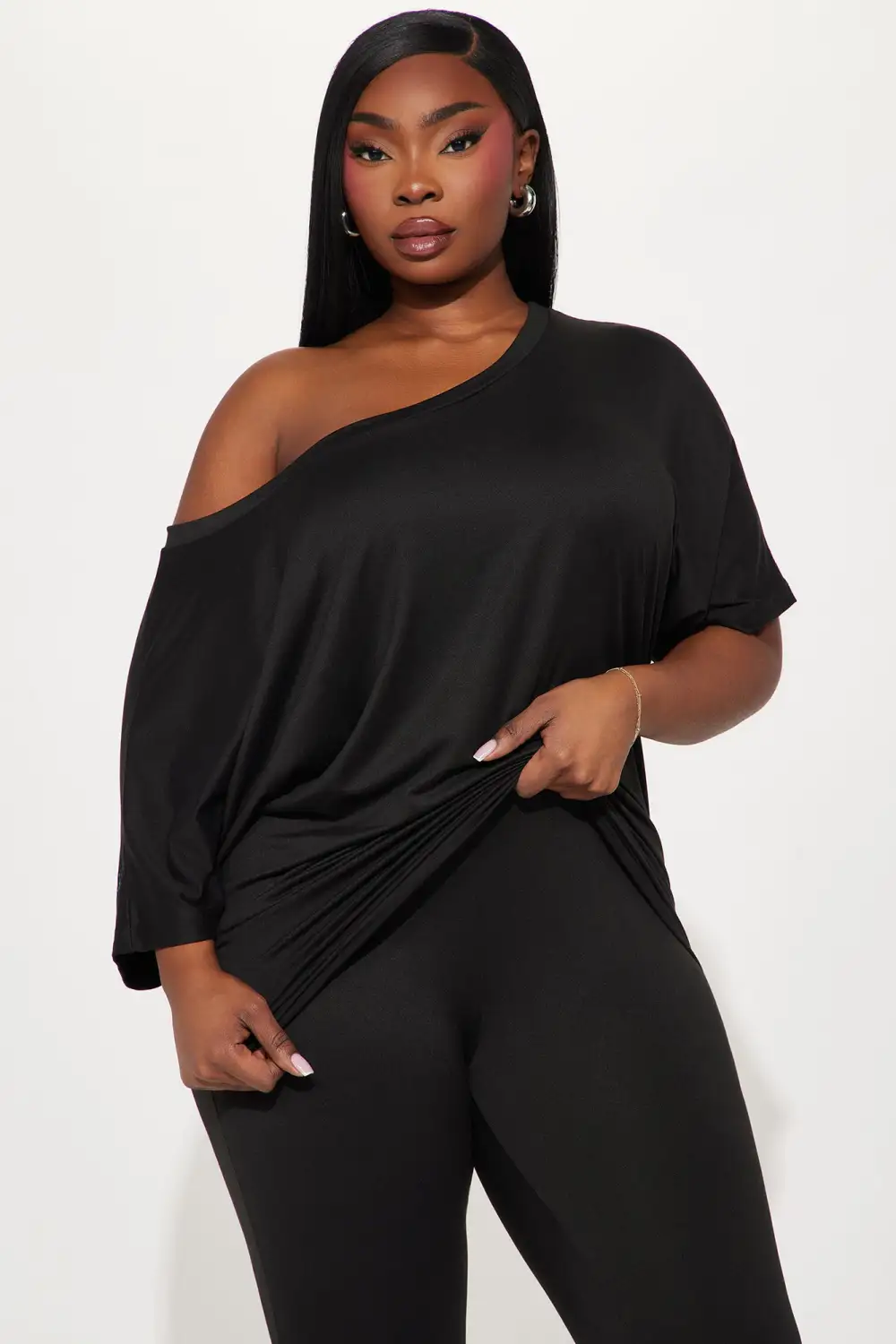 Camila Short Sleeve Legging Set - Black