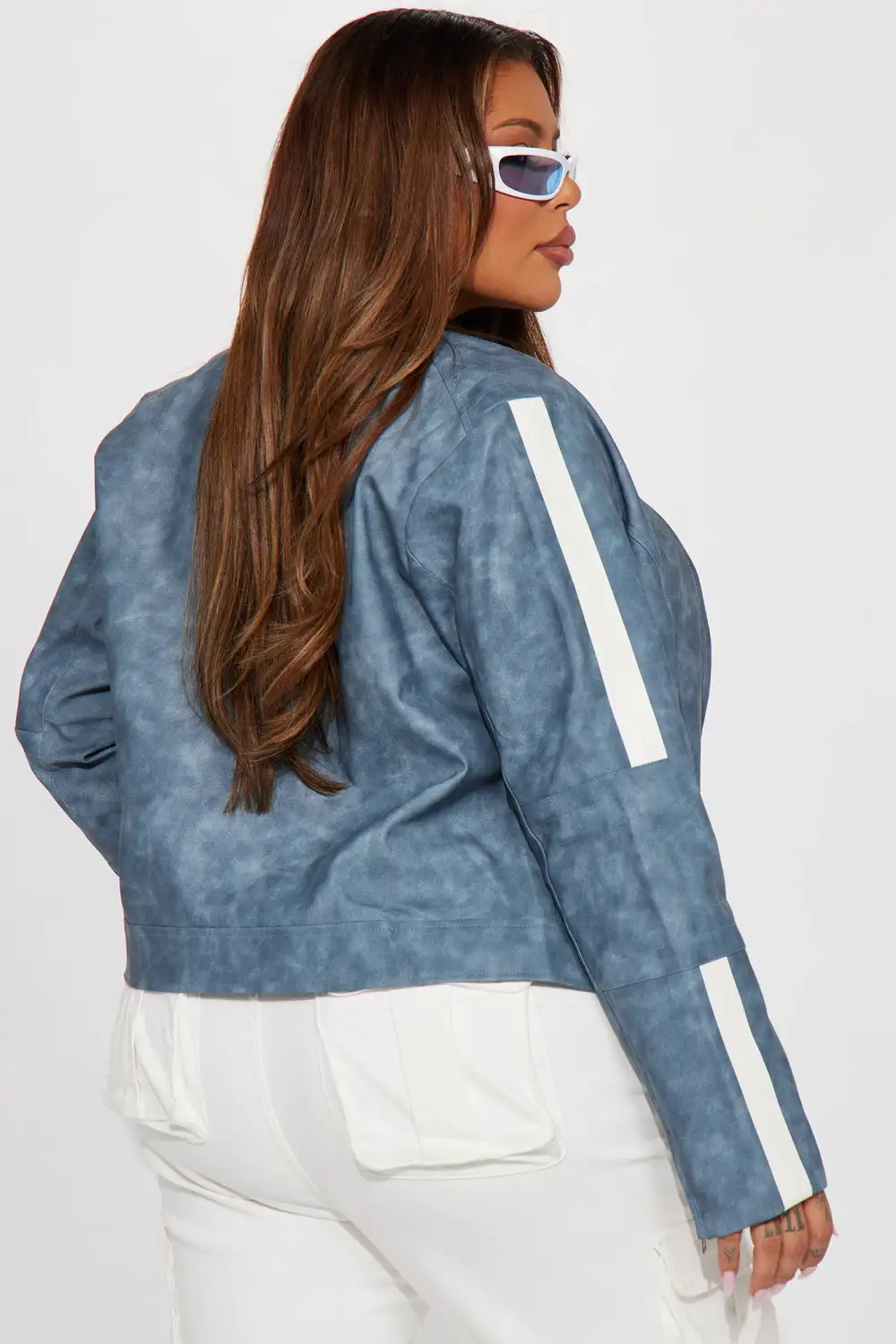 Erase You Washed Faux Leather - Slate Blue