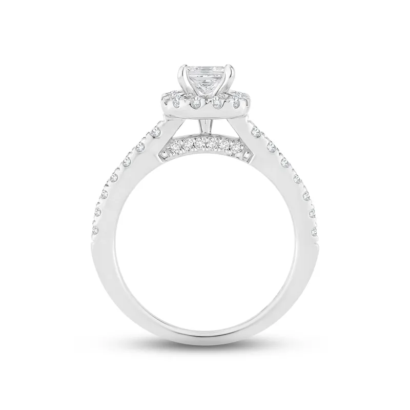 Diamond Engagement Ring 1-1/6 ct tw Princess & Round-cut 14K White Gold