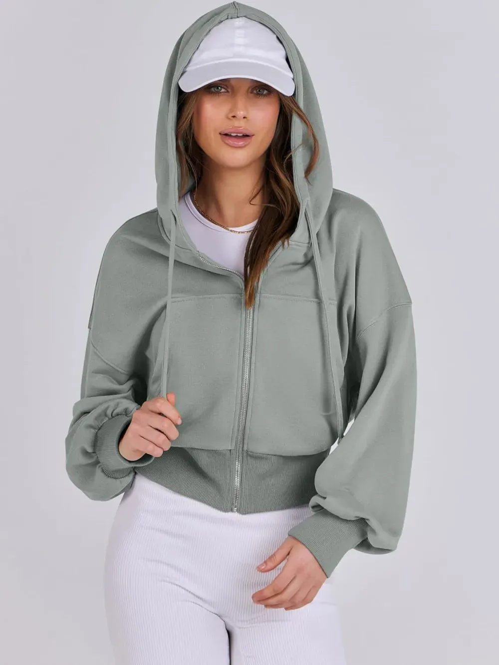 Women's Zip Up Hoodies Cropped Sweatshirts Full Zip Jackets Casual Fashion Fall Outfits Winter Clothes