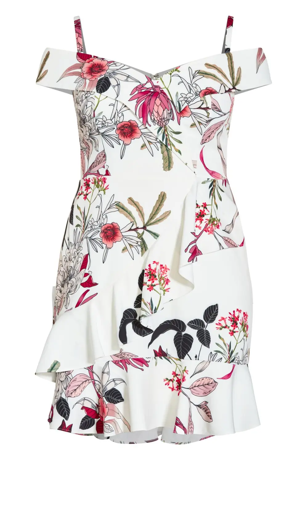 Evans Ivory Botanical Floral Bardot Dress