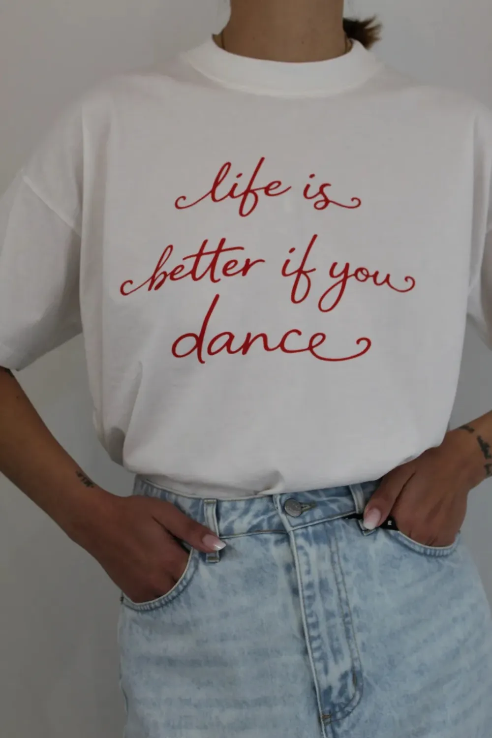 Trimmed Graphic Crewneck Cotton Tee Layer