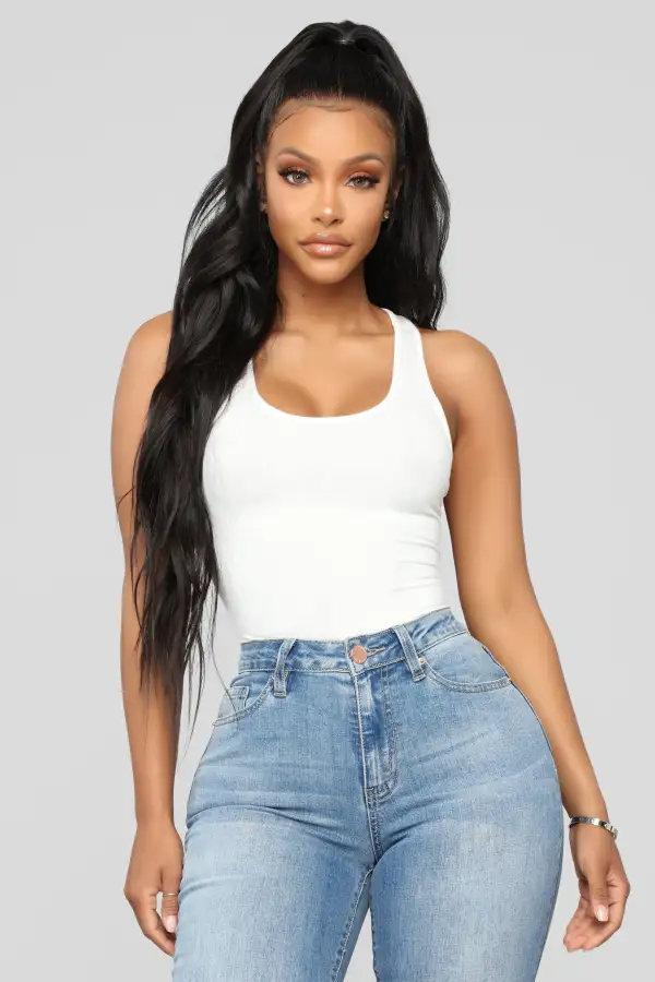 Davina Basic Tank Bodysuit - White