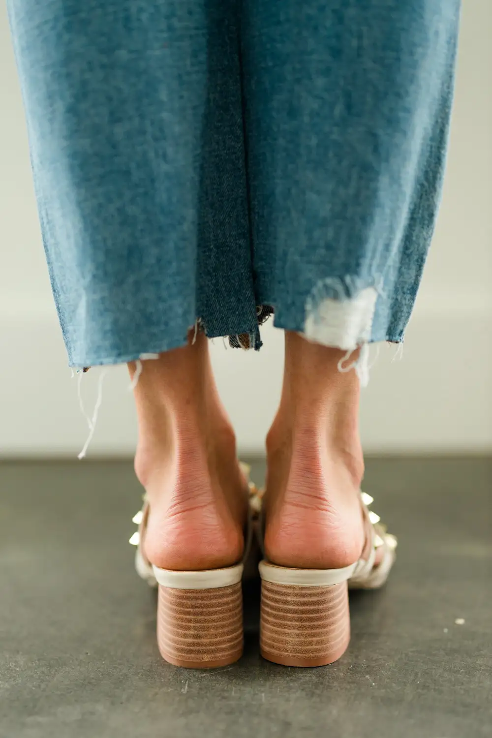 Just Be Yourself Beige Brown Studded Heels