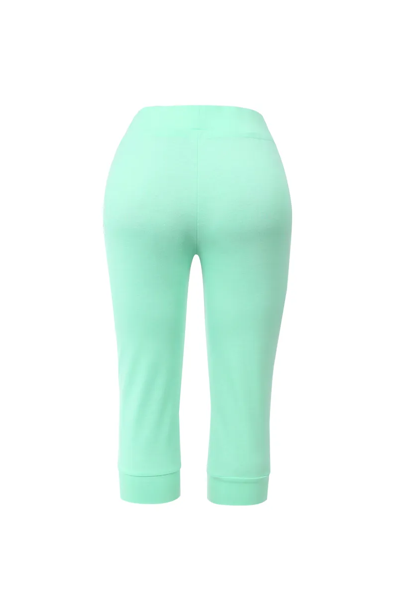 Letter & Heart Print Drawstring Capris Pants