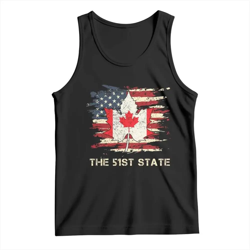 Canada The 51st State Tank Top Canadian Maple American Flag TS09