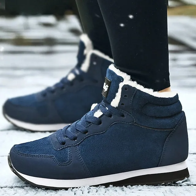 Women's Sneakers Boots Snow Boots Plus Size Comfort Shoes Outdoor Work Daily Flat Heel Round Toe Fashion Sporty Classic Running Walking Faux Suede Lace-up Solid Color