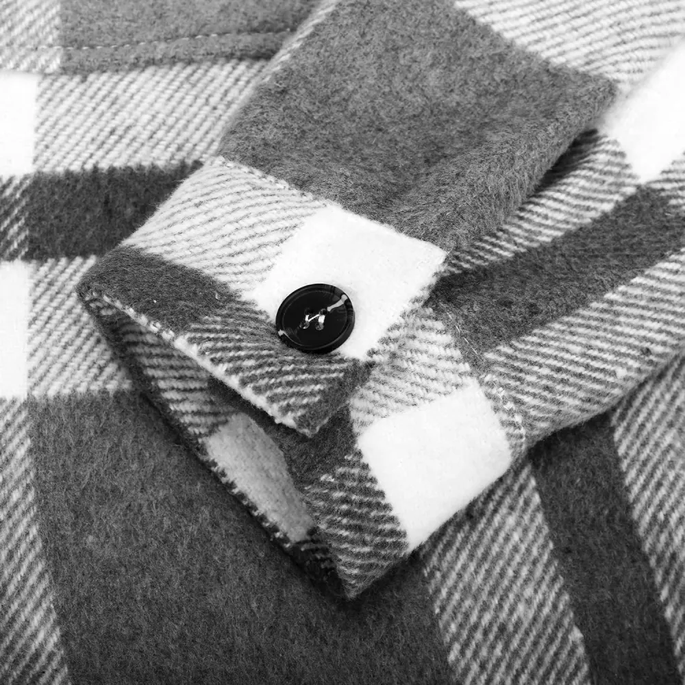 Women's Flannel Plaid Shacket Long Sleeve Button Down Chest Pocketed Shirts Jacket Coats