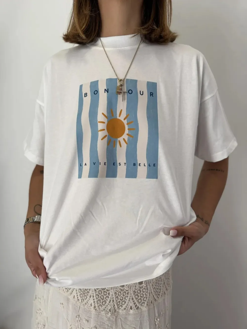 Easy Graphic Crewneck Cotton Tee Soft Top