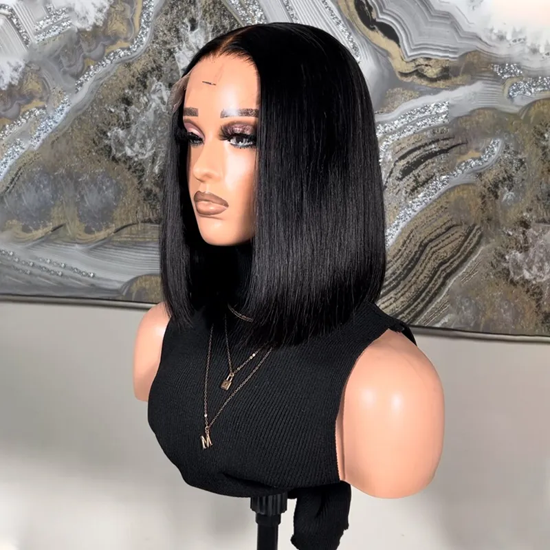 Affordable #1 Jet Black Human Hair Bob Wigs Straight Short Bob Wigs For Women