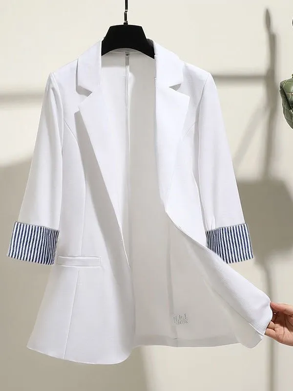 Lapel Collar Casual Plain Loose Blazer