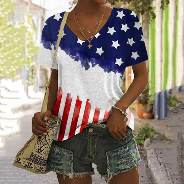 Women's Independence Day Printed Casual T-Shirt