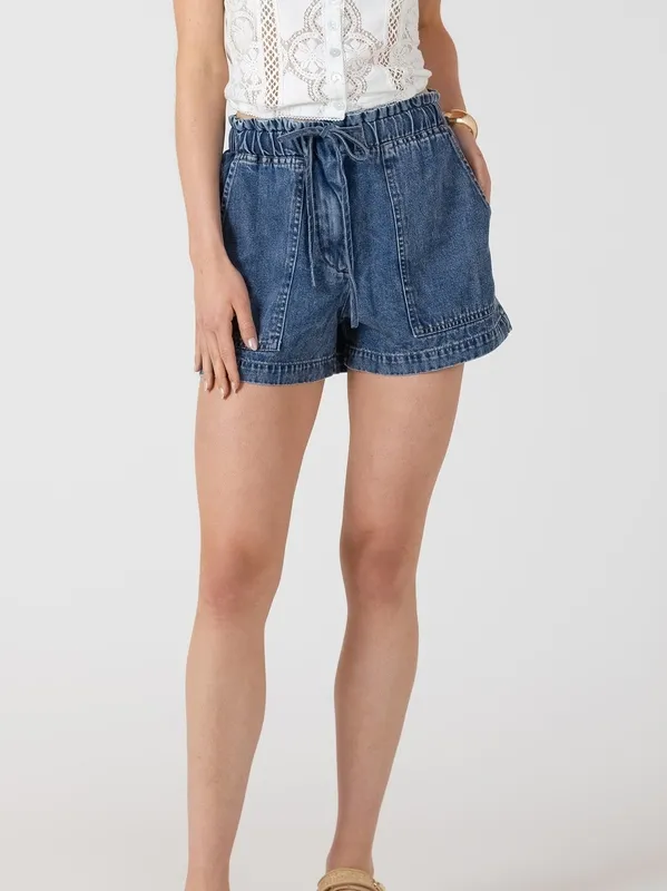 Drawstring Denim Pull-On Shorts